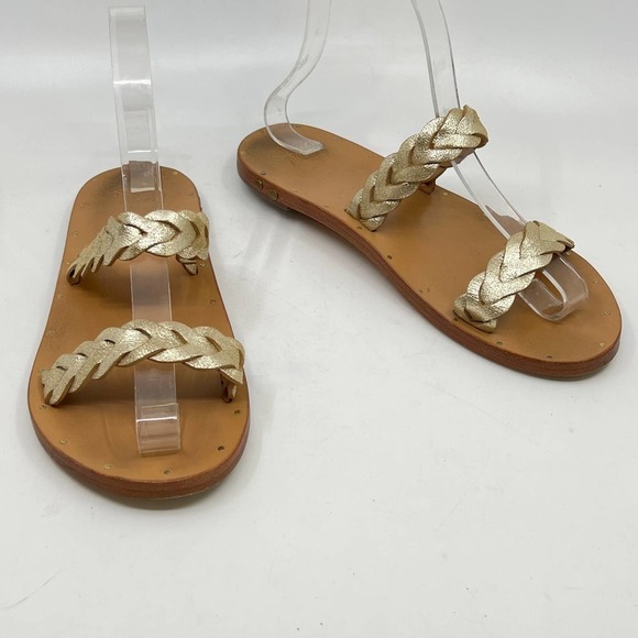 Beek Shoes - BEEK Cockatiel Gold Leather Slide Sandals